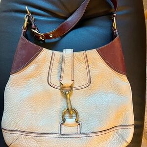 Vintage Coach cream and brown leather Hobo bag